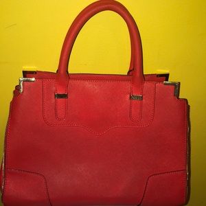 Red Rebecca Minkoff Saffiano leather handbag